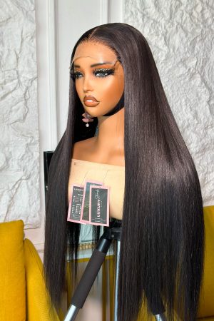 Natural Color Multiple Donor Bone Straight Wig |5x5 Transparent Closure |350 grams