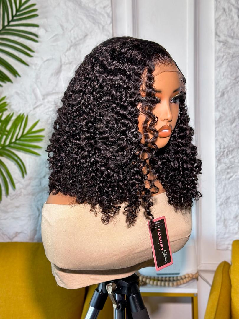 Super double drawn Pixie Curls Wig | 5x5 Transparent closure | 350 grams