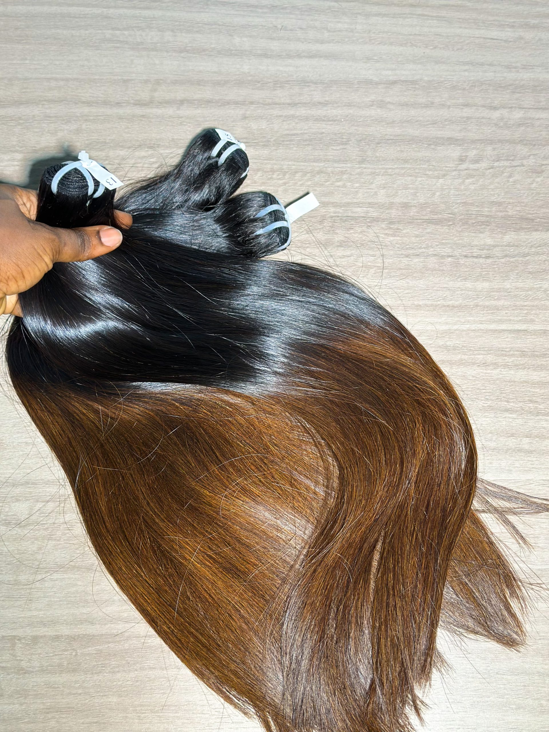 Multiple Donor Brown Tip Bone Straight | Hair Bundles - Image 3