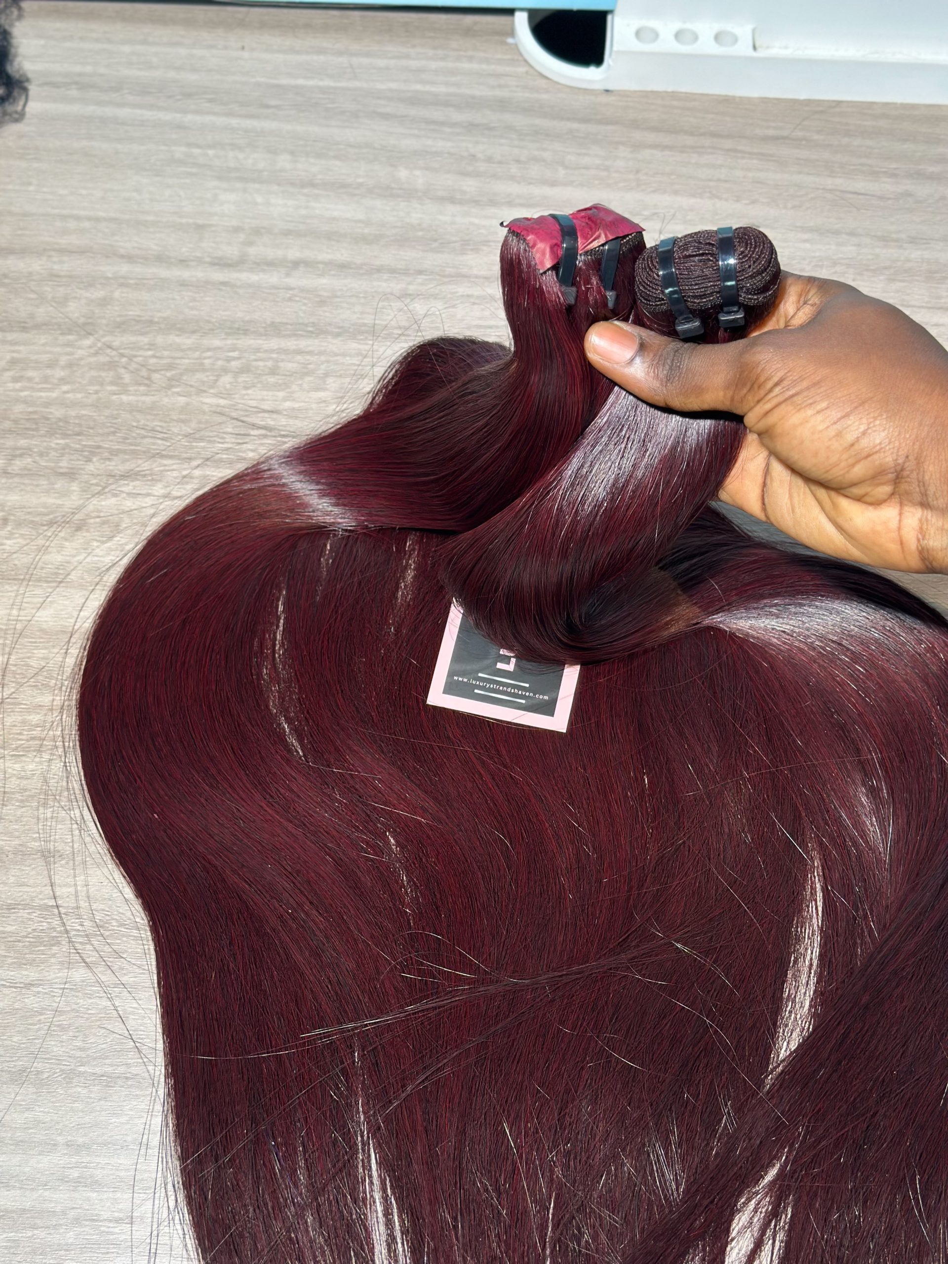 Multiple Donor Dark Burgundy Bone Straight | Hair Bundle - Image 2