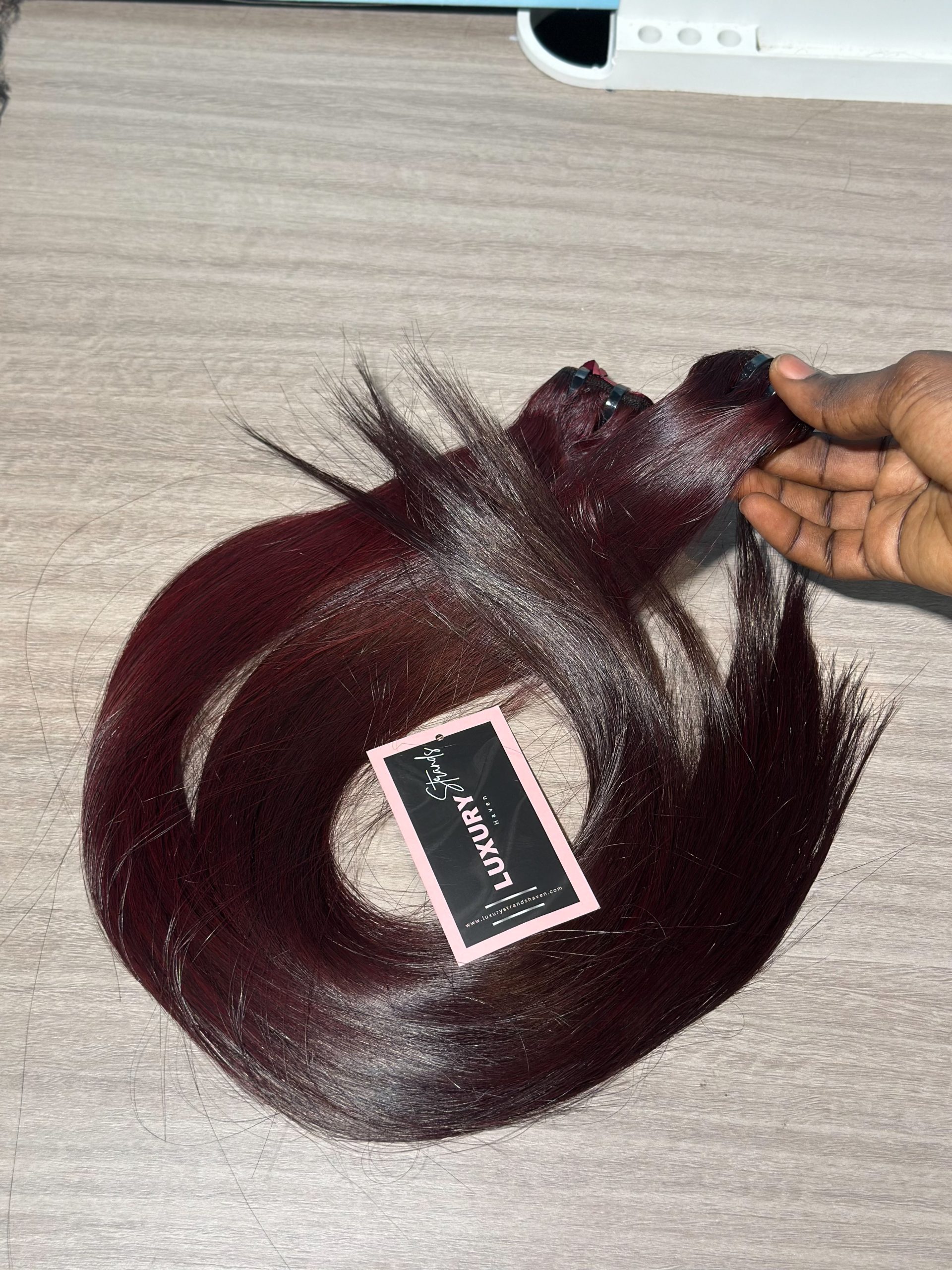 Multiple Donor Dark Burgundy Bone Straight | Hair Bundle - Image 3