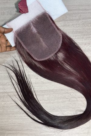 Dark Burgundy Bone Straight Closure