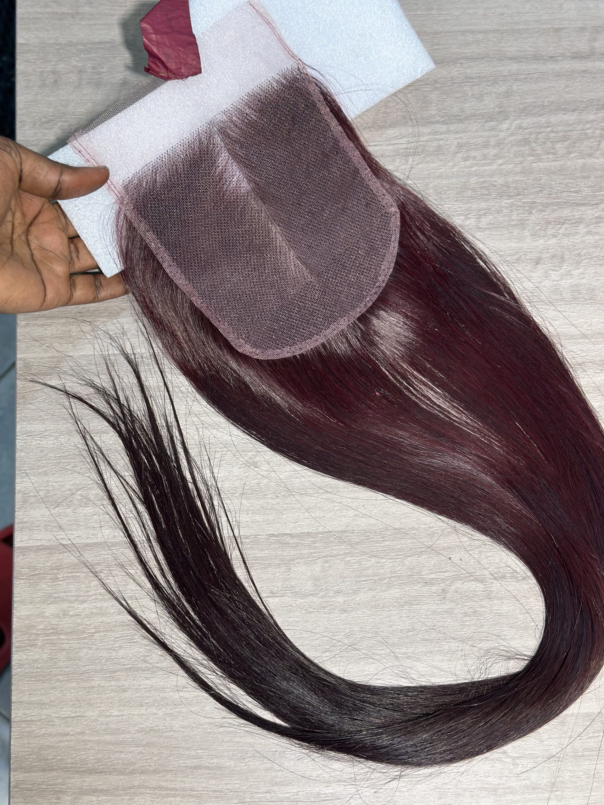 Dark Burgundy Bone Straight Closure