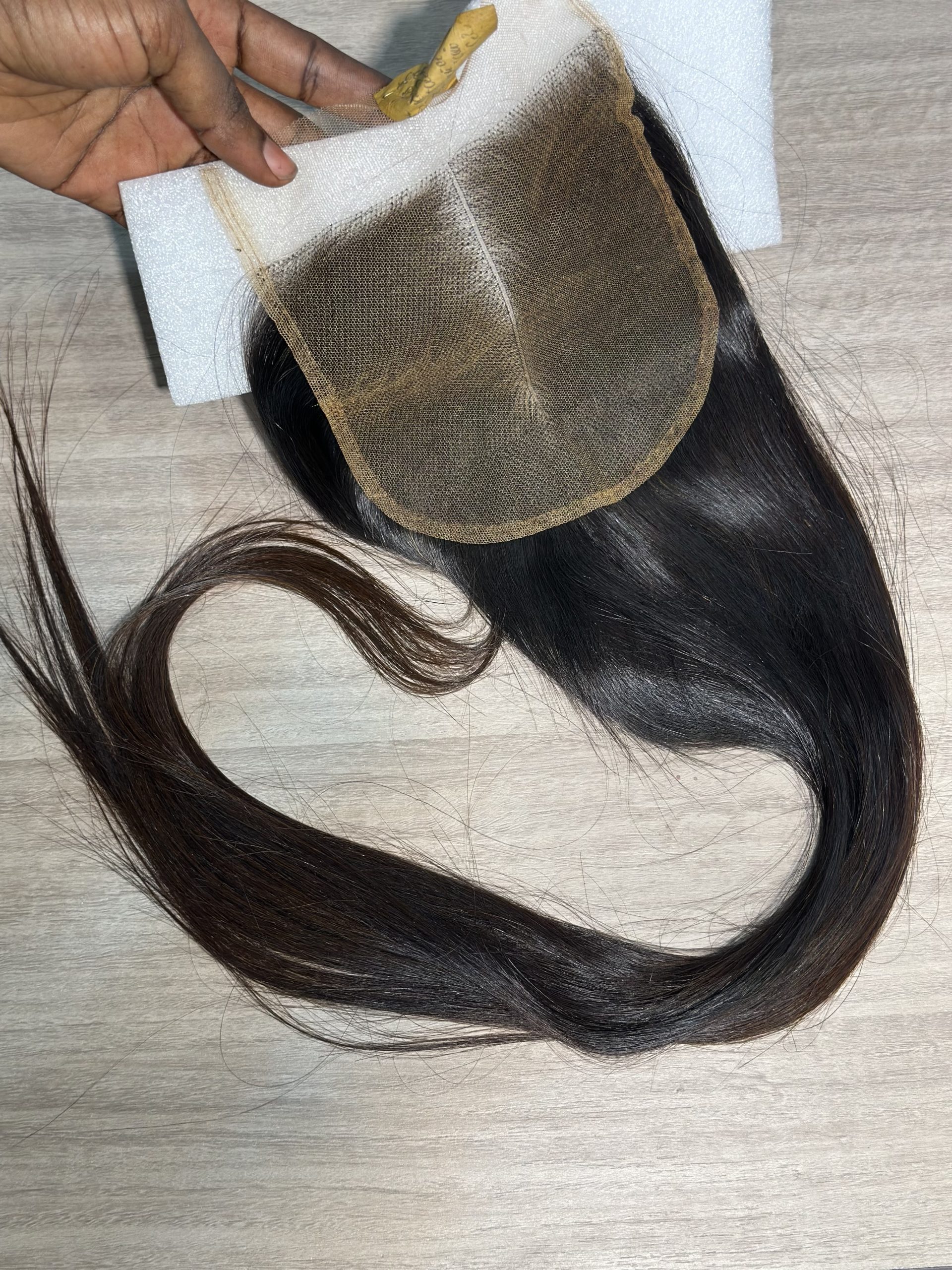 Brown Tip Bone Straight Closure |5x5 Transparent Lace - Image 2