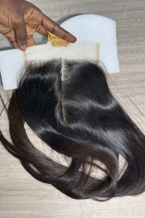 Brown Tip Bone Straight Closure |5x5 Transparent Lace