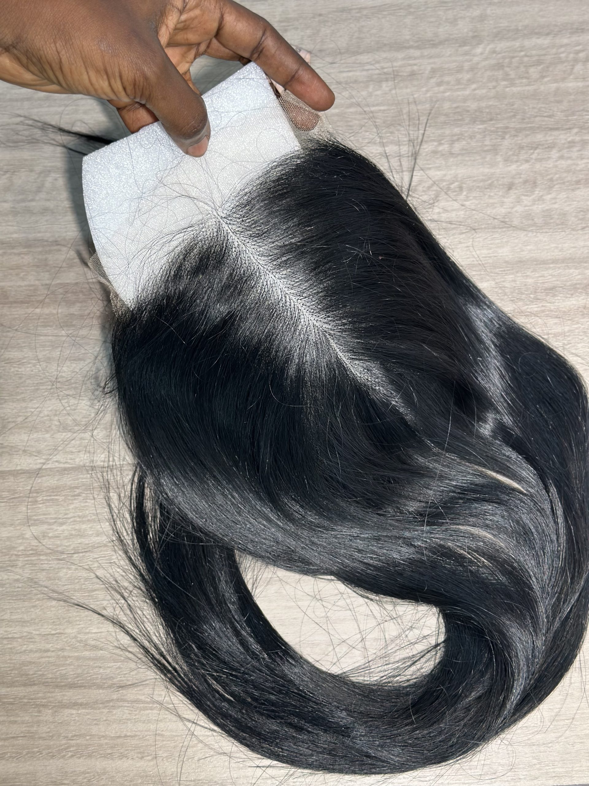 6x6 Jet Black Bone Straight Closure | Transparent Lace - Image 2