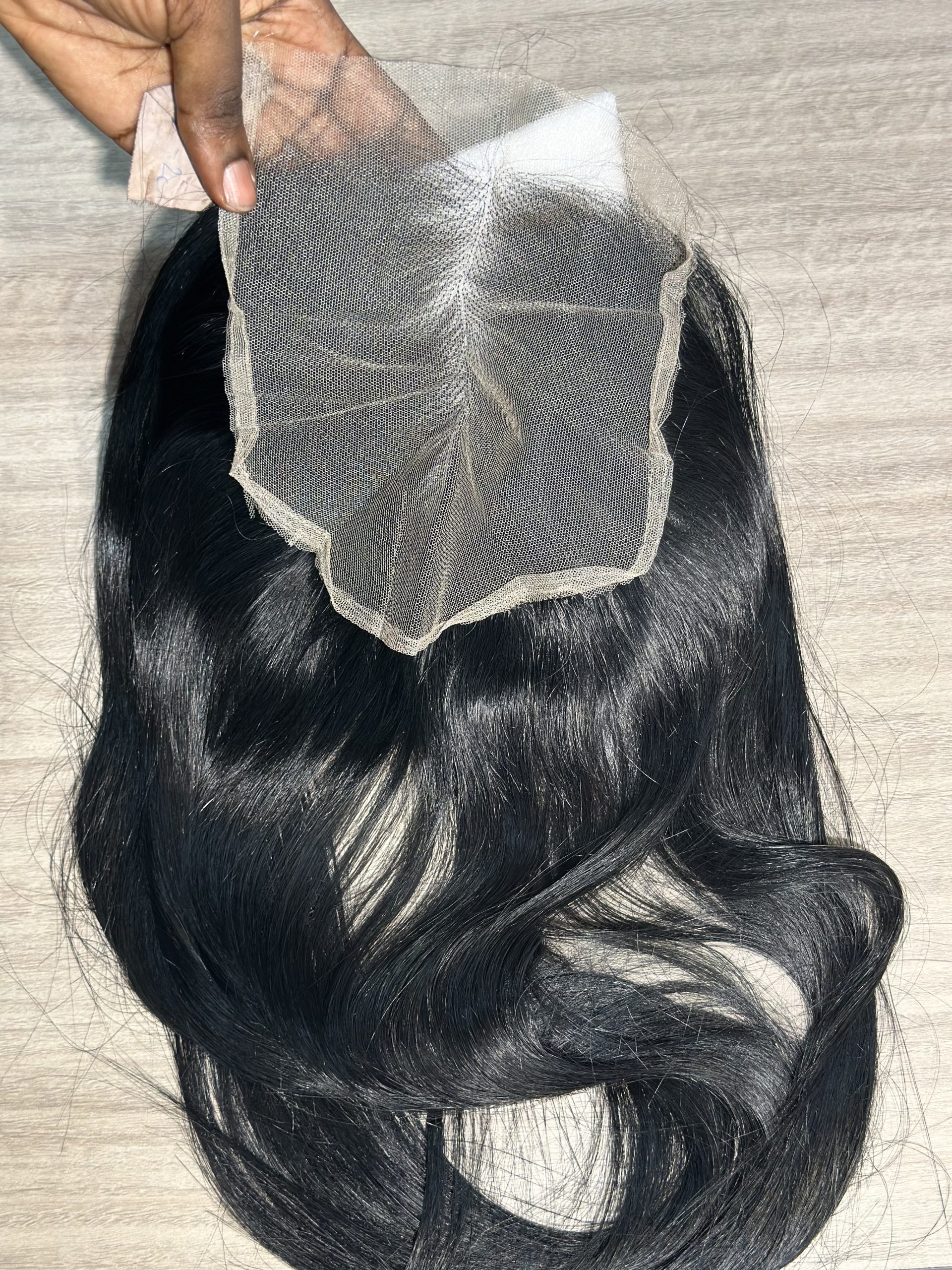 6x6 Jet Black Bone Straight Closure | Transparent Lace